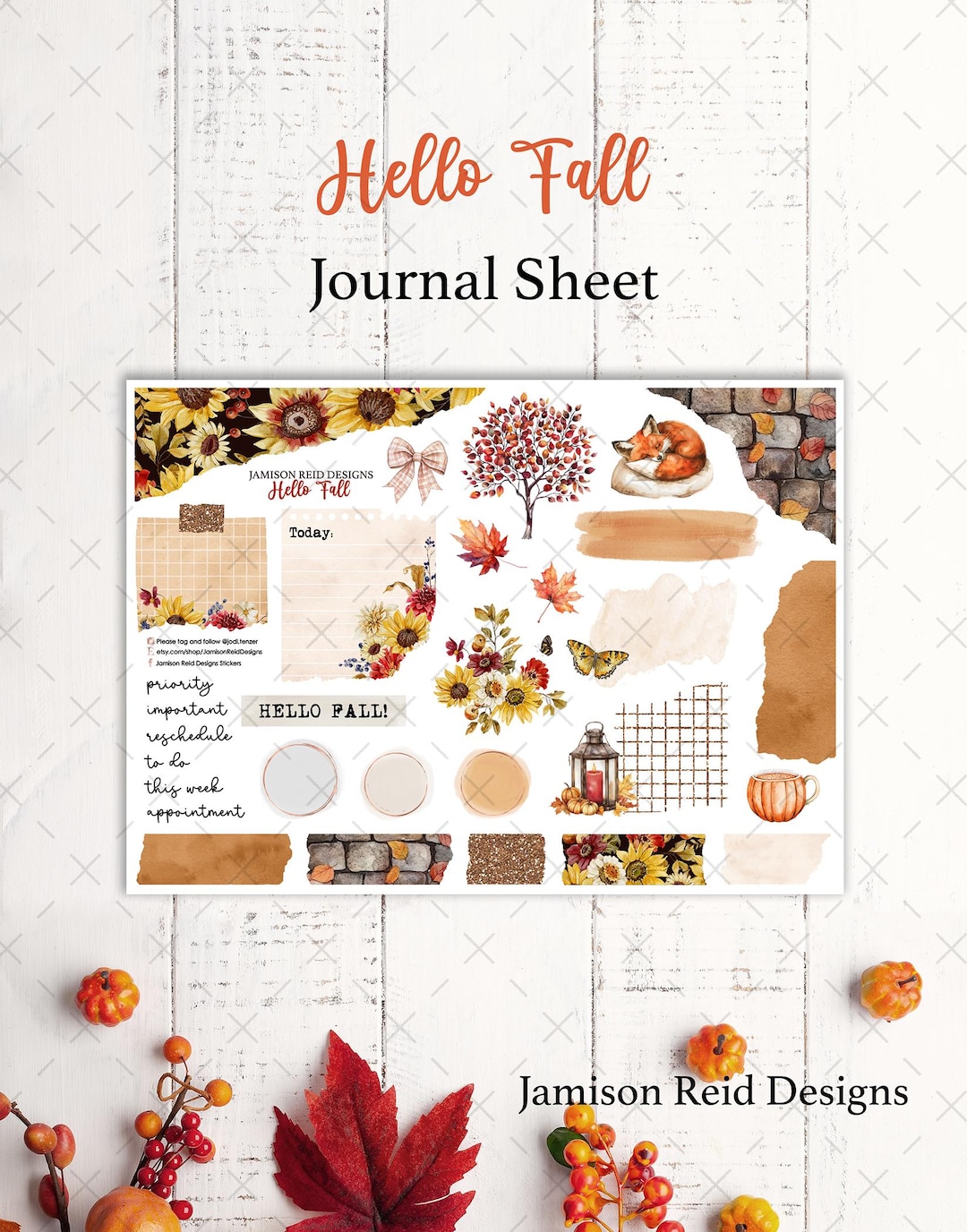 Hello Fall a La Carte JOURNAL Planner Stickers Sheet , Fashion Girl ...