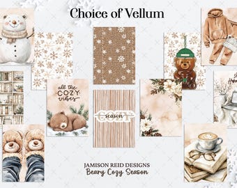Beary Cozy Planner Vellum | Planner inserts | Cute Planner Decor | Scrapbook & Bullet Journal | winter Dashboard | Disc | Ring | Divider