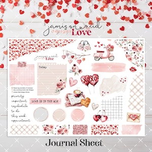 LOVE a la carte JOURNAL Planner Stickers Sheet , Fashion Girl Sticker , Eclp , Hp , bullet , journal , Hobonichi , bujo , Valentine's Day