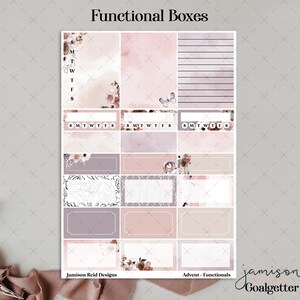 GOALGETTER Planner Functional Boxes Stickers , a la carte , Fashion Girl Sticker , Hp , bullet , journal , Hobonichi , bujo , goals , clear