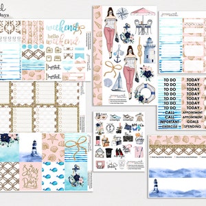 NAUTICAL DAYS Planner Stickers a la carte or kit , Fashion Girl Sticker Winter Autumn Eclp Hp  bullet journal Hobonichi Spring Weekly