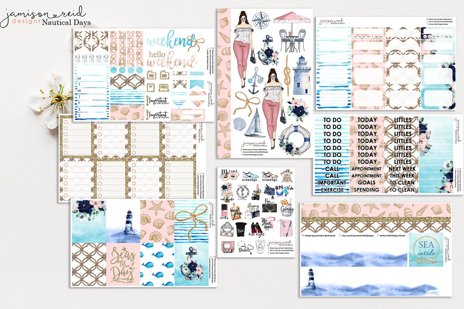 NAUTICAL DAYS Planner Stickers a la carte or kit , Fashion Girl Stick…