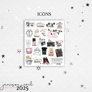 2025 Icons Planner Stickers , a la carte , Fashion Girl Sticker , new years , Hp , bullet ,journal ,Hobonichi , bujo, to-do list ,new year's