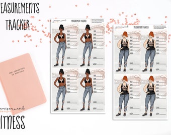 Fitness body measurements planner stickers | Fashion Girl Sticker Winter Autumn  bullet journal Hobonichi functional health diet