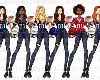 Custom Football Girl Stickers - READ LISTING prior to purchase | Choice of skin/hair/colors