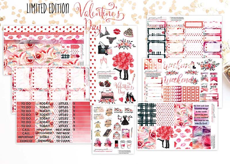 Valentine Stickers 8 Sheet Set | Etsy