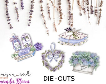 Set of 4 Lavender Bloom Die-cuts