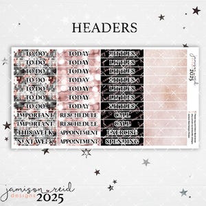 Adesivos de planejador de cabeçalhos 2025, à la carte, adesivo de menina da moda, Hp, marcador, diário, Hobonichi, bujo, lista de tarefas, ano novo