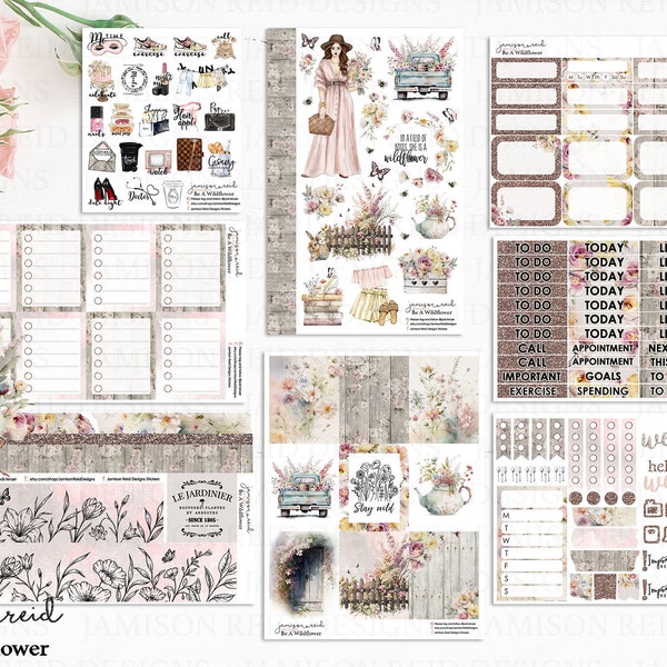 WILDFLOWER Planner Stickers a la carte or kit , Fashion Girl Sticker Winter Autumn Eclp Hp  bullet journal Hobonichi