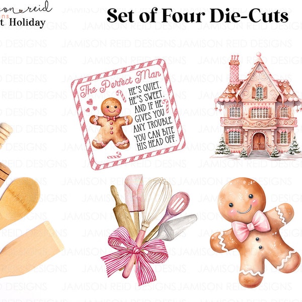 Set of 4 SWEET HOLIDAY Planning Die-cuts , journaling , travel notebook , planner , scrapbook , christmas , xmas , holiday