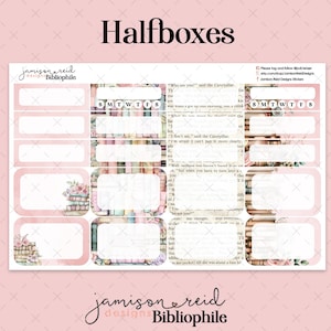 BIBLIOPHILE a la carte HALFBOXES Arkusz naklejek do planera, Naklejka Fashion Girl, Eclp, Hp, bullet, dziennik, Hobonichi, bujo, książki