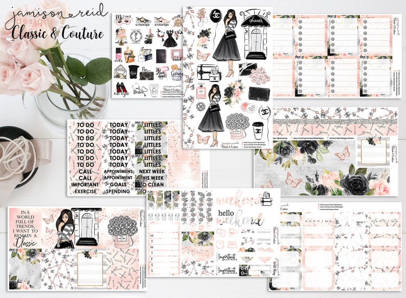 CLASSIC & COUTURE Planner Stickers a la carte or kit , Fashion Girl Sticker Winter Autumn Eclp Hp bullet journal Hobonichi image 1