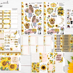 SUNFLOWER Planner Stickers a la carte or kit , Fashion Girl Sticker Winter Autumn Eclp Hp bullet journal Hobonichi image 1