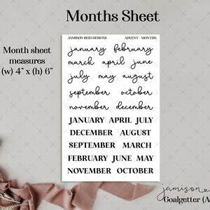 GOALGETTER Months Planner Stickers , a la carte , Fashion Girl Sticker , Hp , bullet , journal , Hobonichi , bujo , foiled , clear