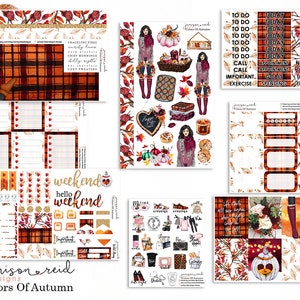COLORS OF AUTUMN Planner Stickers a la carte or kit , Fashion Girl Sticker Winter Autumn Eclp Hp  bullet journal Hobonichi Fall Foil