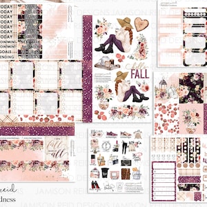 AUTUMN GOODNESS  Planner Stickers a la carte or kit , Fashion Girl Sticker Winter Autumn Eclp Hp  bullet journal Hobonichi