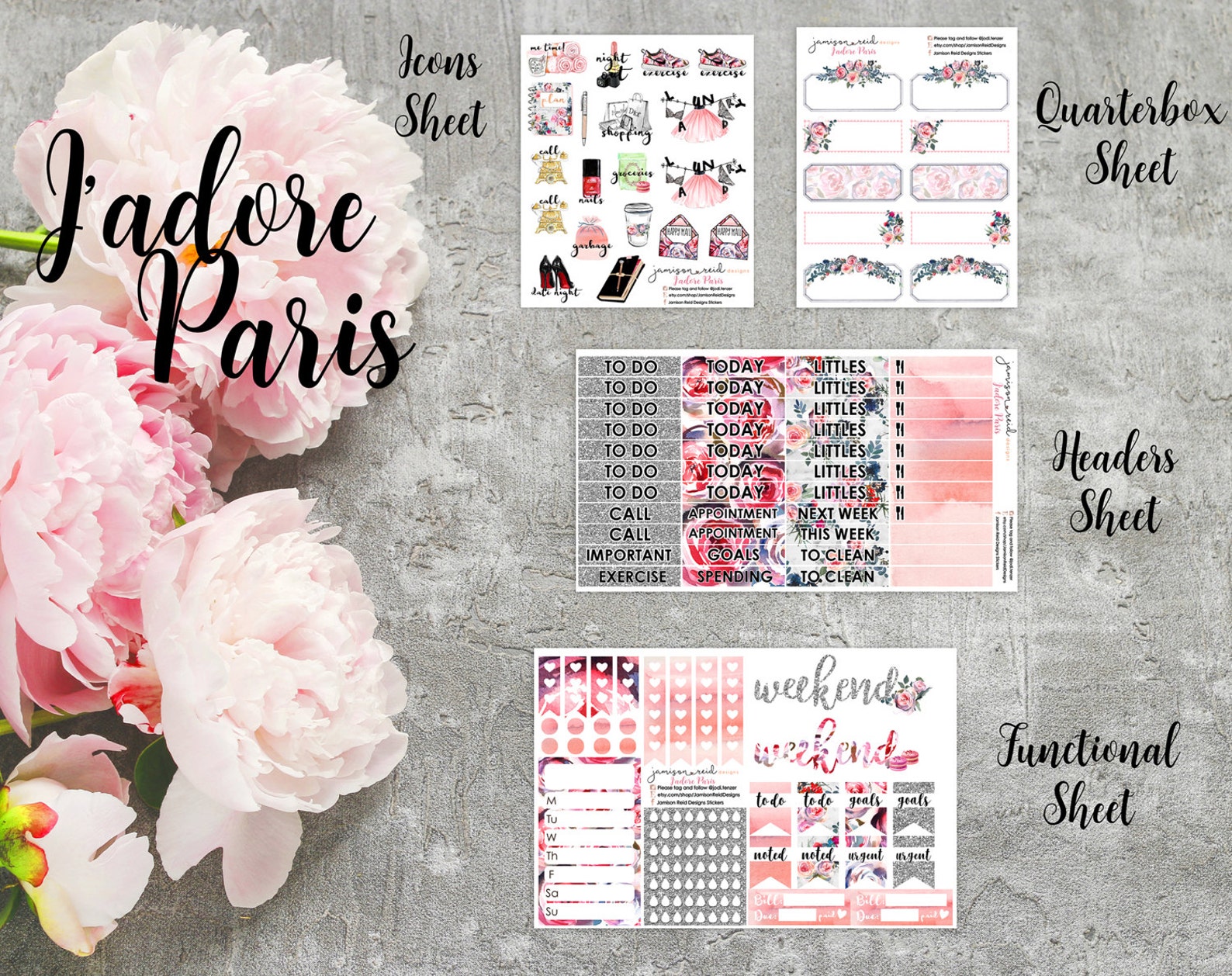 Adore Stickers J'adore Paris Stickers - A La Carte | Choice of Skin/hair | Choice of ...
