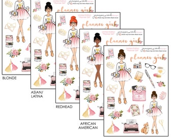Planner Girl Stickers  Choice of Set or Separates | Choice of skintone/haircolor