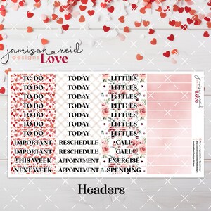 Arkusz naklejek LOVE a la carte HEADERS Planner, naklejka Fashion Girl, Eclp, Hp, bullet, journal, Hobonichi, bujo, Walentynki