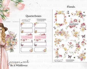 WILDFLOWER Planner Stickers a la carte or kit , Fashion Girl Sticker Winter Autumn Eclp Hp  bullet journal Hobonichi journey