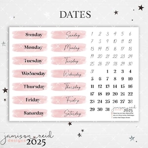 2025 Date Covers Planner Stickers , a la carte , Fashion Girl Sticker, new years , Hp , bullet , journal , Hobonichi , bujo , decor