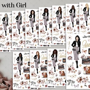 GOALGETTER Planner GIRL DECO  Stickers , a la carte , Fashion Girl Sticker Fall , Hp , bullet , journal , Hobonichi , bujo , foiled
