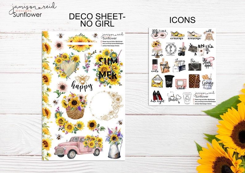 SUNFLOWER Planner Stickers a la carte or kit , Fashion Girl Sticker Winter Autumn Eclp Hp bullet journal Hobonichi image 3