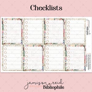 BIBLIOPHILE a la carte CHECKLISTS Planner Sticker Sheet , Fashion Girl Sticker , Eclp , Hp , bullet , journal , Hobonichi , bujo , books
