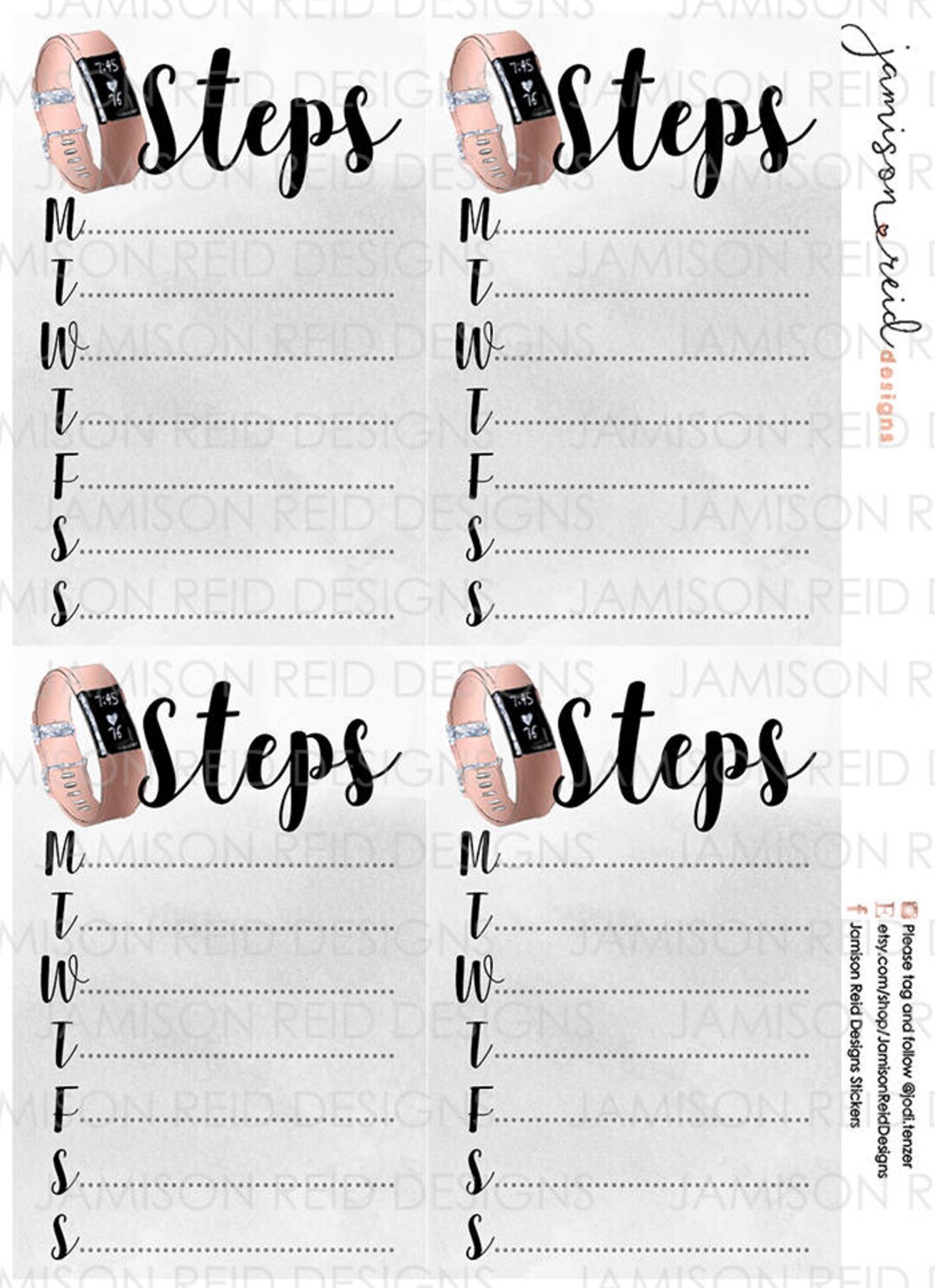 Fitbit Steps Sidebar Weekly Tracker Planner Stickers - | Erin Condren ...