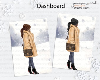 WINTER BLUES Planner Dashboard, Personalized Planner , Happy Planner Dashboard, Agenda, gm mm pm, Personal A5 Inserts, Inserts Hobo