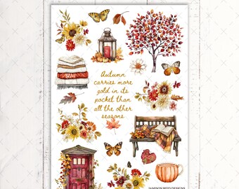 Hello Fall a la carte NO Girl Deco Planner Sticker Sheet , Fashion Girl Sticker , Eclp , Hp , bullet , journal , Hobonichi, bujo , autumn
