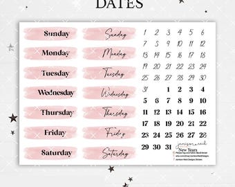 New Years Date Cover Planner Stickers | functional | cover sticker | label | decor | bujo | journal | eclp | happy planner | weekly | 2026