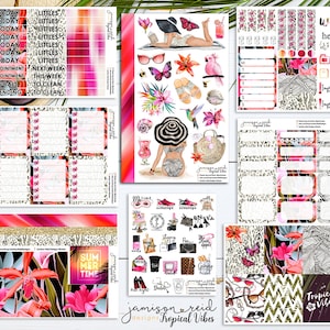 TROPICAL VIBES Planner Stickers a la carte or kit , Fashion Girl Sticker Winter Autumn Eclp Hp  bullet journal Hobonichi