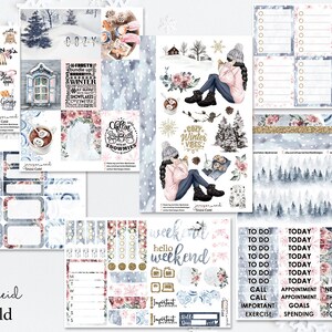 SNOW COLD Planner Stickers a la carte or kit , Fashion Girl Sticker Winter Autumn Eclp Hp bullet journal Hobonichi image 1