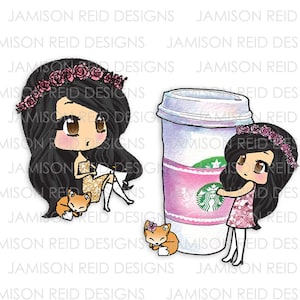 Set of 2 chibi die-cuts | Choice of skin/hair/eyes