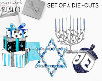 Set of 4 DREIDEL ON  Die-cuts | Planner die cuts hanukkah chanukah planner jewish decor