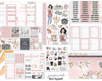 BON APPETIT Planner Stickers a la carte or kit , Fashion Girl Sticker Winter Autumn Eclp Hp  bullet journal Hobonichi