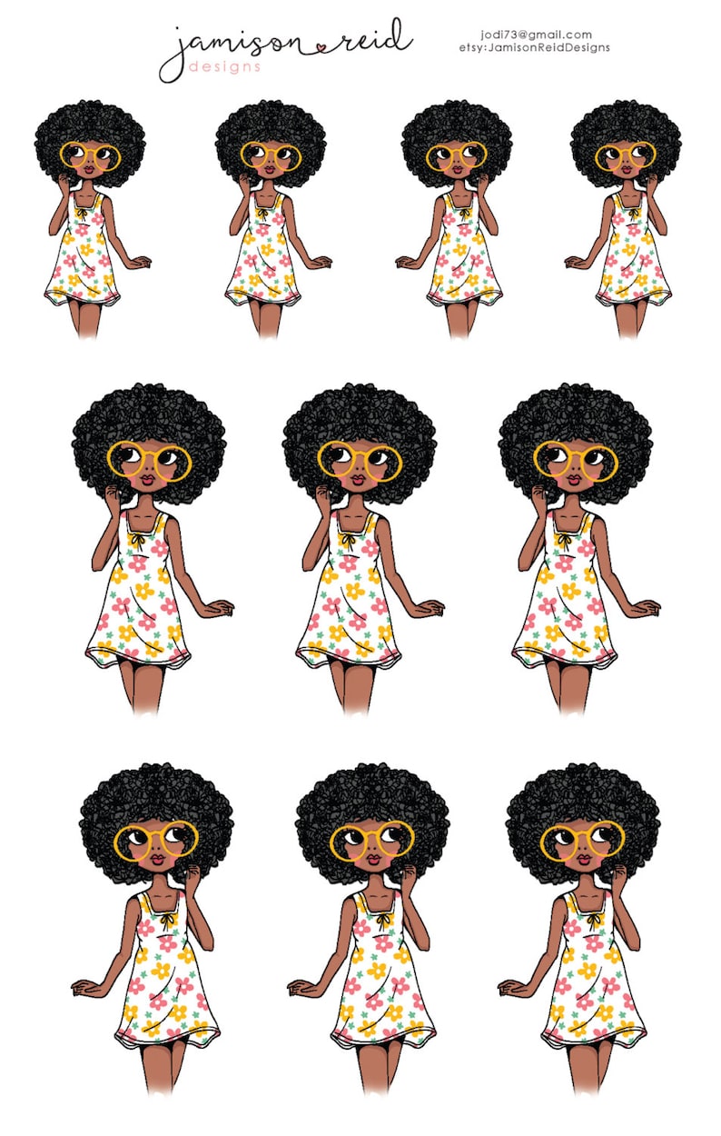 African American Summer Girl Planner Stickers Happy Planner Etsy