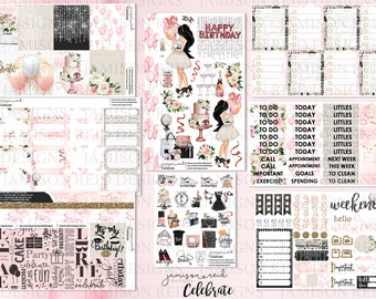 CELEBRATE  Planner Stickers a la carte or kit , Fashion Girl Sticker Winter Autumn Eclp Hp  bullet journal Hobonichi