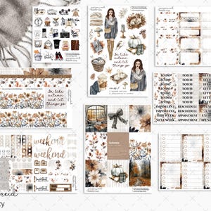 AUTUMN COZY Planner Stickers a la carte or kit , Fashion Girl Sticker Fall , Autumn , Eclp , Hp , bullet , journal , Hobonichi , bujo