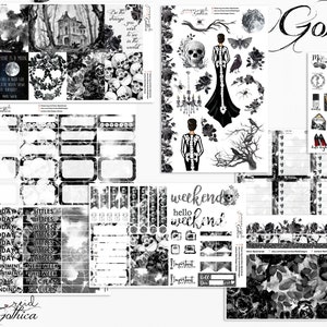 Planner Stickers GOTHICA a la carte or kit , Fashion Girl Sticker Spooky Halloween Fall Autumn Eclp Hp  bullet journal Hobonichi