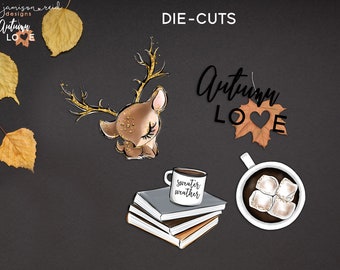 Satz von 4 Herbst Liebe Die-Cuts