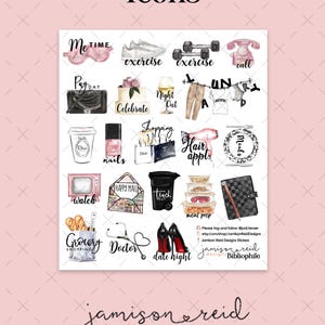 BIBLIOPHILE a la carte ICONS Planner Sticker Sheet , Fashion Girl Sticker , Eclp , Hp , bullet , journal , Hobonichi , bujo , books , read