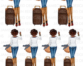 Travel girl stickers - Choice of hair/skin tone