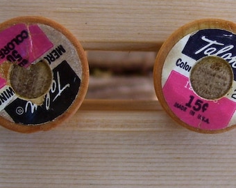 Walnut Knitting Needles Size 13 with Vintage Thread Spool