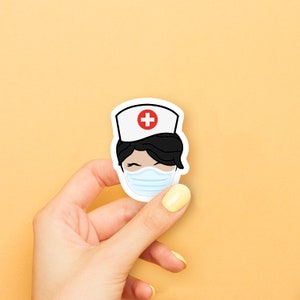 Coffee Girl with Nurse Hat & Mask Sticker