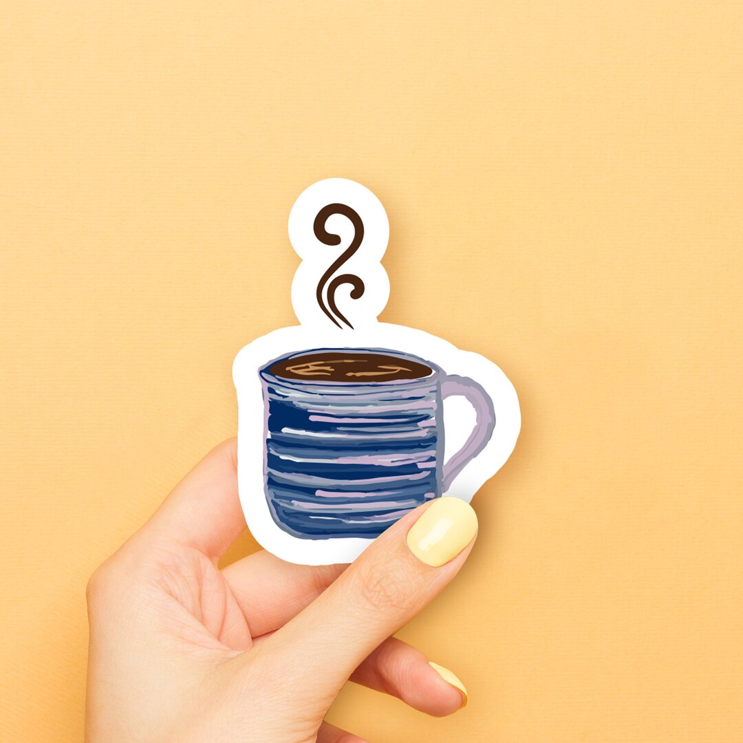 Blue Coffee Mug Sticker - Etsy