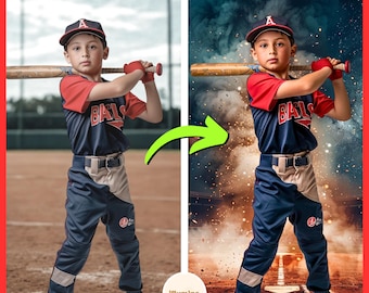 Senior Baseball Photography Backgrounds: 50 Stadium Night Smoke Fog Digital Backdrops for Photoshop
