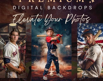 Baseball Mega Bundle: 600 Sports Poster Backgrounds, Senior Portrait Photography (Digital Download)