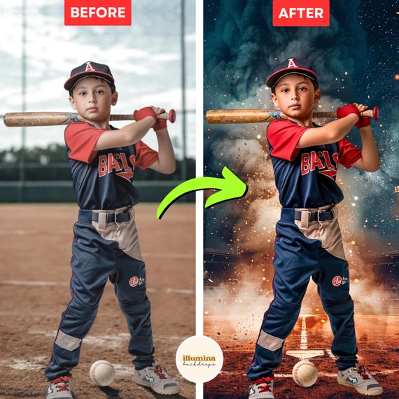 Baseball Digital Backdrops: 50 Stadium Night Field Smoke Fog Sports Photo Backgrounds (JPEG)